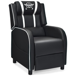 TOPBUY Pu Leather Gaming Recliner Chair Single Massage Lounge Sofa With Lumbar Cushion