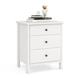 TOPBUY 3-Drawer Modern Nightstand Bedside Table Wooden End Table White/black