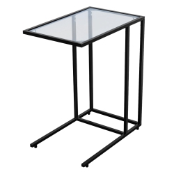 TOPBUY Coffee Tray End Table Side Tv Stand Lap Snack Teapoy W/ Clear Glass Top