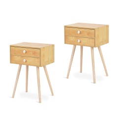TOPBUY Set Of 2 Side End Table Nightstand 2 Drawers Bedroom Room Furniture