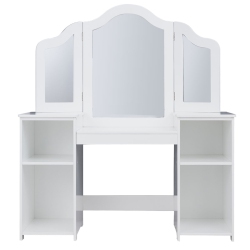 TOPBUY Tri-Folding Vanity Dressing Dask Display Table Cosmetics Organizer W/ Removable Mirror