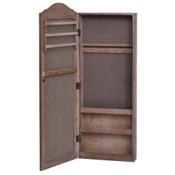 TOPBUY Jewelry Cabinet Mirrored Armoire Storage Organizer Wall Hanging Walnut
