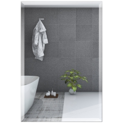 TOPBUY 24" X 36" Beveled Mirror Frameless Rectangle Mirror Wall Mounted Bathroom Mirror In Silver