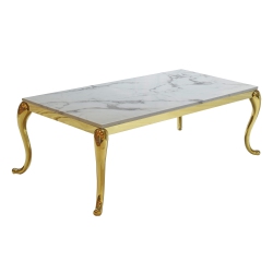 QUEENSONS Marble Top Frame Coffee Table In Gold