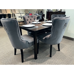 QUEENSONS Madrid Dark 5PC Solid Wood Dining Set In Grey