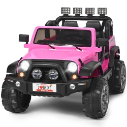 TOPBUY 12V Electric Kids Ride On Truck Toys 2 Seater Jeep Car With Remote Control