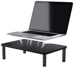 PRIMECABLES Height Adjustable Monitor Stand Riser for Desk, PC Gaming Monitor Elevator Laptop Stand With Sturdy Metal Construction In Black