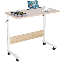 MOUSTACHE Mobile Computer Desk, Height Adjustable Standing Desk Laptop Desk Portable Side End Table With Wheels