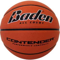 BADEN Contender Performance Composite Basketball - for Indoor & Outdoor, Natural 27.5-Inch In Orange