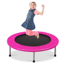 TOPBUY 38" Folding Mini Trampoline Portable Rebounder Trampoline With Padding & Springs In Pink
