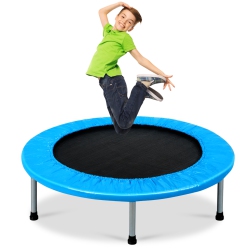 TOPBUY 38" Folding Mini Trampoline Portable Rebounder Trampoline With Padding & Springs In Blue