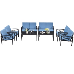 TOPBUY 8-Piece Outdoor Aluminum Patio Conversation Set Cushioned Sofa Chair With Coffee Table