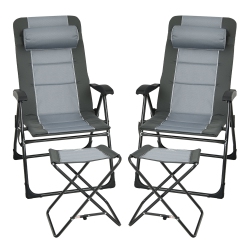 GYMAX 4PCs Folding Patio Recliner Chair & Ottoman Set W/ Adjustable Backrest