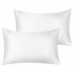 JINAMART Silky Satin Pillowcase - Ultra-Soft Satin Pillow Cases for Hair And Skin | Hypoallergenic Pillows Case \w Hidden Zipper Closure (White