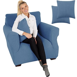 JINAMART Armchair Cover Stretch Elastic Chair Slipcover, 1-Piece (Blue/white Porcelain, Small)