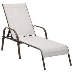 TOPBUY Patiojoy Outdoor Chaise Lounge Chair Adjustable Reclining Bed With Backrest& Armrest In Gray