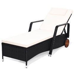 TOPBUY Adjustable Rattan Outdoor Reclining Patio Rattan Cushioned Lounge