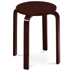 TOPBUY 4PCs Stacking Bentwood Stool Round Dining Chair Backless Bar Stool Dark Coffee