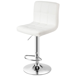 TOPBUY Height Adjustable Swivel Bar Stool Pu Leather Chair W/backrest In White