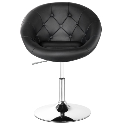 TOPBUY Modern Swivel Bar Stools Height Adjustable Round Tufted Back Accent Chair Black/white