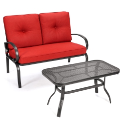 TOPBUY Patiojoy Loveseat Table Set Furniture Outdoor Garden