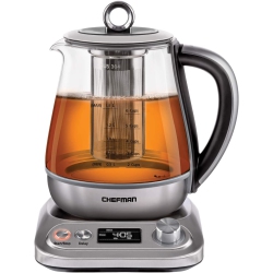 CHEFMAN Digital Electric Glass Kettle, Removable Tea Infuser Included, 8 Presets & Programmable Temperature Control