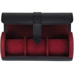 NAVOR 3 Slot Pu Leather Roll Watch Case Jewelry Organizer And Valet for Men/women