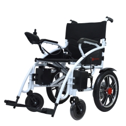 BANGERAN Foldable Electric Powered Lightweight Wheelchair, Comfortable Disabled Wagon, Elderly Mobility - Frame Black Seat In White