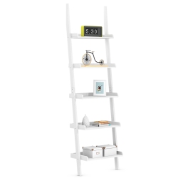 TOPBUY 5 Layers Display Shelves Bookcase Shelving Unit Storage Wall Stand In White