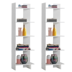 TOPBUY Set Of 2 5-Tier Modern Bookcase Standing Storage Shelf Room Divider Display Rack