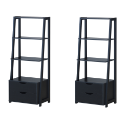 TOPBUY Set Of 2 Ladder Bookcase 4-Tier Storage Bookshelf With Drawers