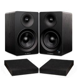 FLUANCE Ai41 Powered 2.0 Stereo Bookshelf Speakers With 5" Drivers, 90W Amplifier, And High Density Foam Isolation Pads