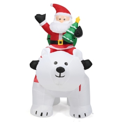 TOPBUY 6.5 Ft Inflatable Christmas Santa Riding Polar Bear With Shaking Head