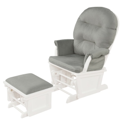 TOPBUY Ergonomic Rocking Chair Baby Nursery Chair Glider With Ottoman Light
