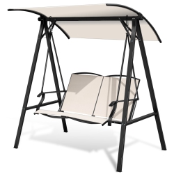 TOPBUY Outdoor Patio Swing Loveseat Hammock Hanging Chair Turquoise/beige