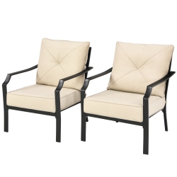 TOPBUY Patiojoy Set Of 2 Patio Dining Chairs Outdoor Armchairs W/padded Cushions for Backyard Garden Balcony