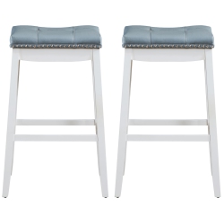 TOPBUY Set Of 4 Saddle Bar Stools Backless Nailhead Counter Stool With Cushions Coffee/white In Grey