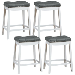 TOPBUY 4 PCs Saddle Bar Stools Backless Nailhead Counter Stool With Cushions White/coffee In Grey