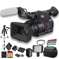 PANASONIC Ag-Cx350 4K Camcorder Bundle With Padded Case, 128 GB Memory Card, Heavy Duty Tripod, Wire Straps, Led Light, And More
