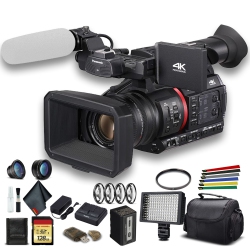 PANASONIC Ag-Cx350 4K Camcorder Bundle With Padded Case, 128 GB Memory Card, Lens Attachments, Wire Straps, Led Light, And More