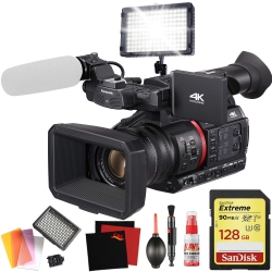 PANASONIC Ag-Cx350 4K Camcorder With 128GB Memory Card - Pro Video Light Bundle