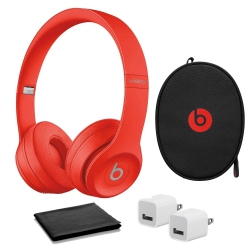 BEATS BY DR. DRE Solo 3 Wireless On-Ear Headphones - Red- With USB Adapter Bundle
