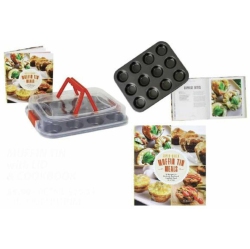 COLLECTIVE GOODS Muffin Tin Meals Cookbook W/ Muffin Pan & Carry Top Lid