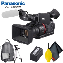 PANASONIC Ag-Cx350 4K Camcorder Accessory Bundle With Cleaning Kit, Backpack, Tripod, And Led Light
