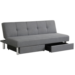 TOPBUY 3-Seat Adjustable Sofa Bed Long Sofa With 2 Drawer With 3 Adjustable Angles