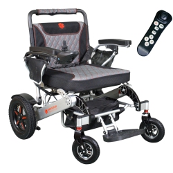 BANGERAN 180 Kg Capacity Heavy Duty Compact Mobility Aid Wheelchair for Travelling | Long Range & Electromagnetic Brake | 360° Analog Joystick |