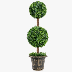 TOPBUY Artificial Topiary Tree Fake Plants With Pots Double Ball Tree Decorative Trees for Home Office In Green