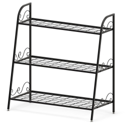 TOPBUY Metal Plant Stand 3-Tier Potted Holder Ladder-Shapped Storage Rack Shelf Shoe Rack for Outdoor Indoor Use
