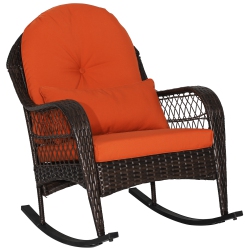 TOPBUY Patio Garden Wicker Rattan Rocking Chair Furniture W/ Cushion