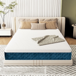 COSTWAY 10" Hybrid Mattress Jacquard Plush Gel Infused Memory Foam Bamboo Queen In Charcoal